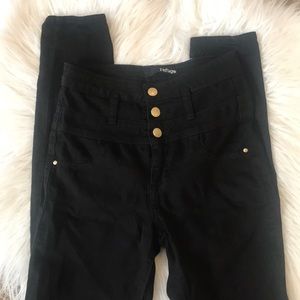 Refuge high waisted buttons black jeans